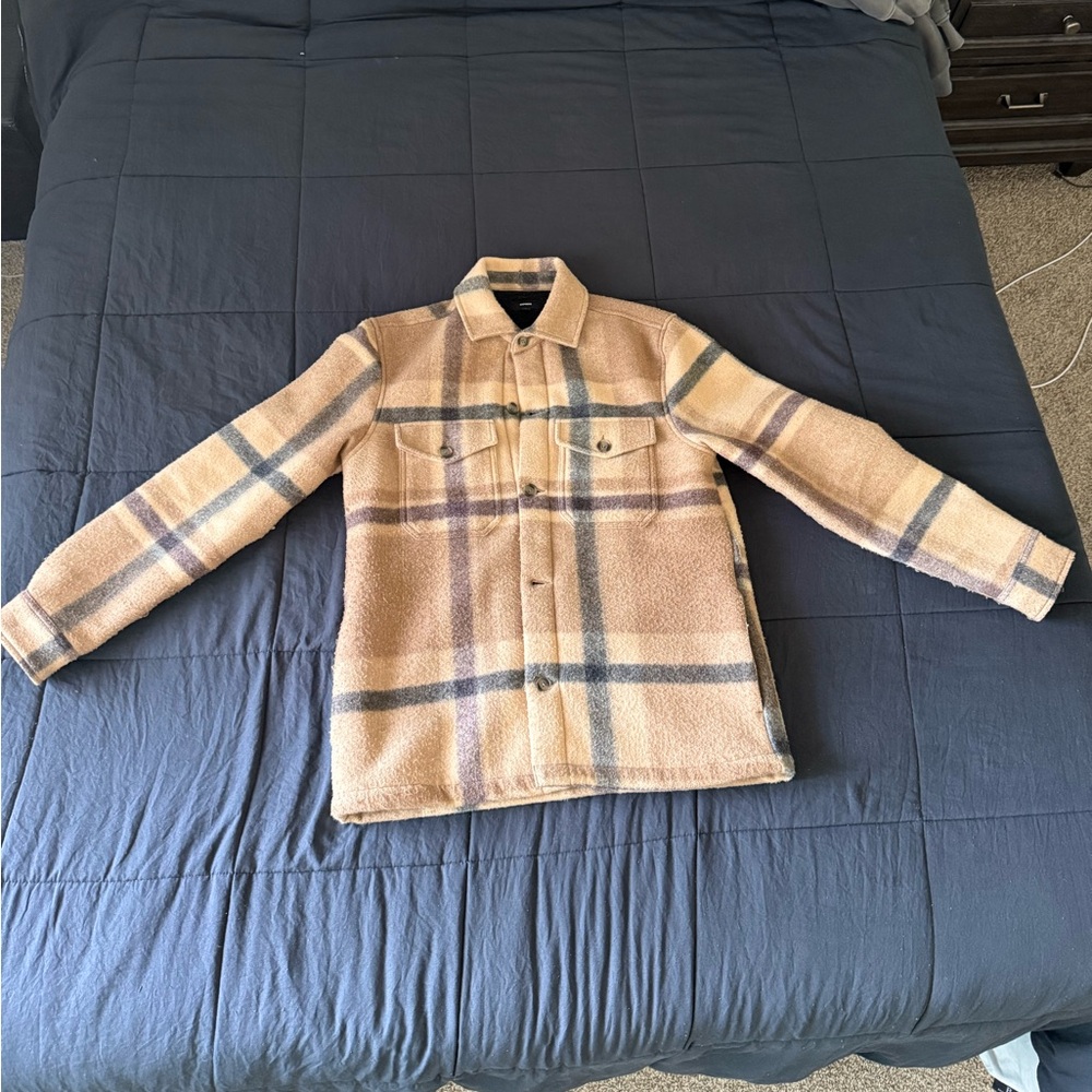 Express Tan Plaid Shirt Jacket